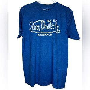 Mens Von Dutch Originals Blue Short Sleeve Logo Graphic Tee